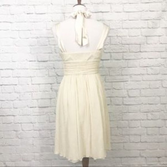 Donna Morgan 100% Silk Chiffon Ivory Dress Size 6 - Picture 5 of 7